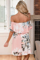 Sexy Ruffle Off Shoulder Peachy Floral Mini Dress