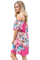 Sexy Ruffle Off Shoulder Rosy Floral Mini Dress