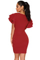 Sexy Ruffle Sleeves Graphic T-shirt Dress in Red