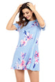 Sexy Ruffled Cold Shoulder Light Blue Floral Dress