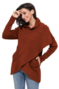 Sexy Rusty Tulip Wrap Cape Style Long Sleeve Hoodie