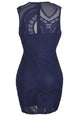 Sexy Sapphire Optical Lace Nude Illusion Sleeveless Bodycon Dress