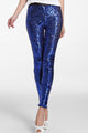 Sexy Sapphire Sequin Front PU Leggings
