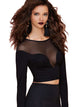 Sexy Seamless Mesh Inlay Long Sleeved Black Cropped Top