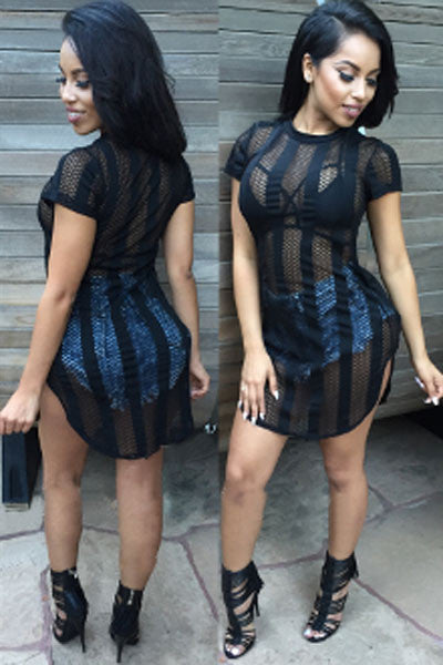 see through club dress Sexy See-through Vertical Striped Hollow out Club Dress – SEXY AFFORDABLE  CLOTHING