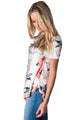 Sexy Short Sleeve Round Neck Floral Printed Womens T-shirt