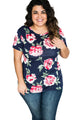 Sexy Short Sleeve Round Neck Full-blown Floral Printed T-shirt