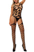 Sexy Shredded Shoulder Heart Pattern Hollow-out Bodystocking