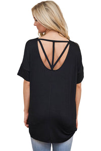 Sexy Simple Chic Relaxing Fit Pocket Front Hollow-out Blouse