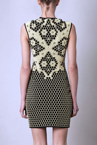 Sexy Sleeve 3D Honeycomb Knit Print Dress