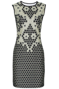 Sexy Sleeve 3D Honeycomb Knit Print Dress