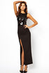 Sexy Sleeveless High Slit Leather Spliced Maxi Evening Dress