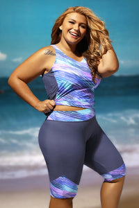 Sexy Sleeveless Top and Cropped Pants Two Piece Unitard Swimsuit