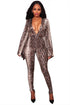 Sexy Snake Print Bell Sleeve Jumpsuit