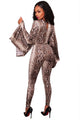 Sexy Snake Print Bell Sleeve Jumpsuit