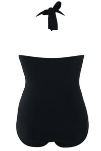 Sexy Solid Black Plus Size Non-underwire Monokini
