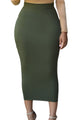 Sexy Solid Green High-waisted Bodycon Maxi Skirt