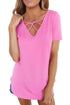 Sexy Solid Pink Soft Cage Front Women Top