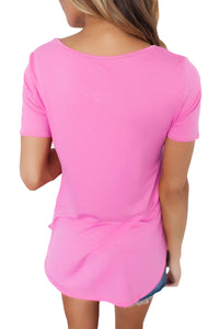 Sexy Solid Pink Soft Cage Front Women Top