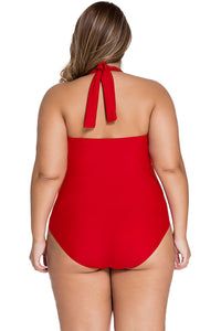 Sexy Solid Red Plus Size Non-underwire Monokini
