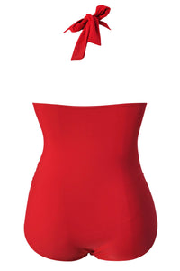 Sexy Solid Red Plus Size Non-underwire Monokini
