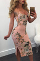 Sexy Spaghetti Strap Lace Up Back Peachy Floral Dress