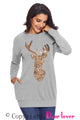 Sexy Sparkling Gold Sequin Reindeer Grey Christmas Top