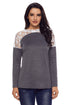 Sexy Split Effect Back Lace Insert Charcoal Long Sleeve Top