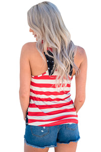 Sexy Stars Front Striped Back Flag Pattern Vest