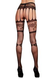 Sexy Strappy Cutout Floral Lace Pantyhose