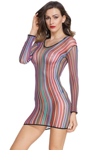 Sexy Stripe Fishnet Chemise Dress