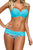 Sexy Striped Blue Padded Gather Push-up Bikini Set