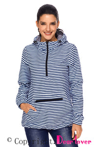 Sexy Striped Monogrammed Pullover Rain Jacket