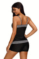 Sexy Striped Trim Black 2pcs Tankini Bathing Suit