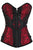 Sexy Stud and Faux Leather Trim Zip Front Red Brocade Corset