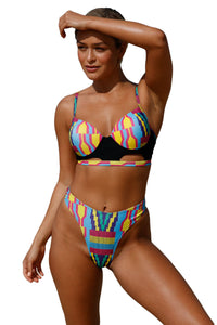 Sexy Stylish African Print Cut out High Waist Swimsuit