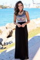 Sexy Stylish Aztec Print Sleeveless Black Maxi Dress
