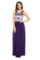 Sexy Stylish Aztec Print Sleeveless Purple Maxi Dress