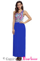 Sexy Stylish Aztec Print Sleeveless Royal Blue Maxi Dress