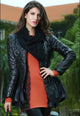Sexy Stylish Black Collarless Quilted PU Womens Jacket