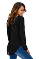 Sexy Stylish Crochet Back Wrap Front Black Blouse