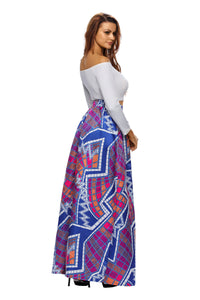 Sexy Stylish Diagram Block African Print Maxi Skirt