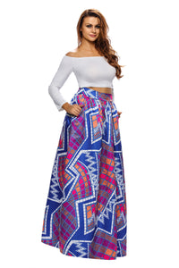 Sexy Stylish Diagram Block African Print Maxi Skirt