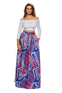 Sexy Stylish Diagram Block African Print Maxi Skirt