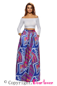 Sexy Stylish Diagram Block African Print Maxi Skirt