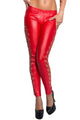 Sexy Stylish Lacing Sides Red Wet Look Leggings