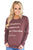 Sexy Stylish Letter Print Maroon Long Sleeve Top