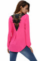 Sexy Stylish Rosy Crochet Back Wrap Front Blouse