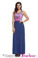 Sexy Stylish Tribal Print Sleeveless Navy Maxi Dress