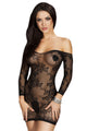 Sexy Sultry Off-shoulder Mesh Mini Chemise Dress